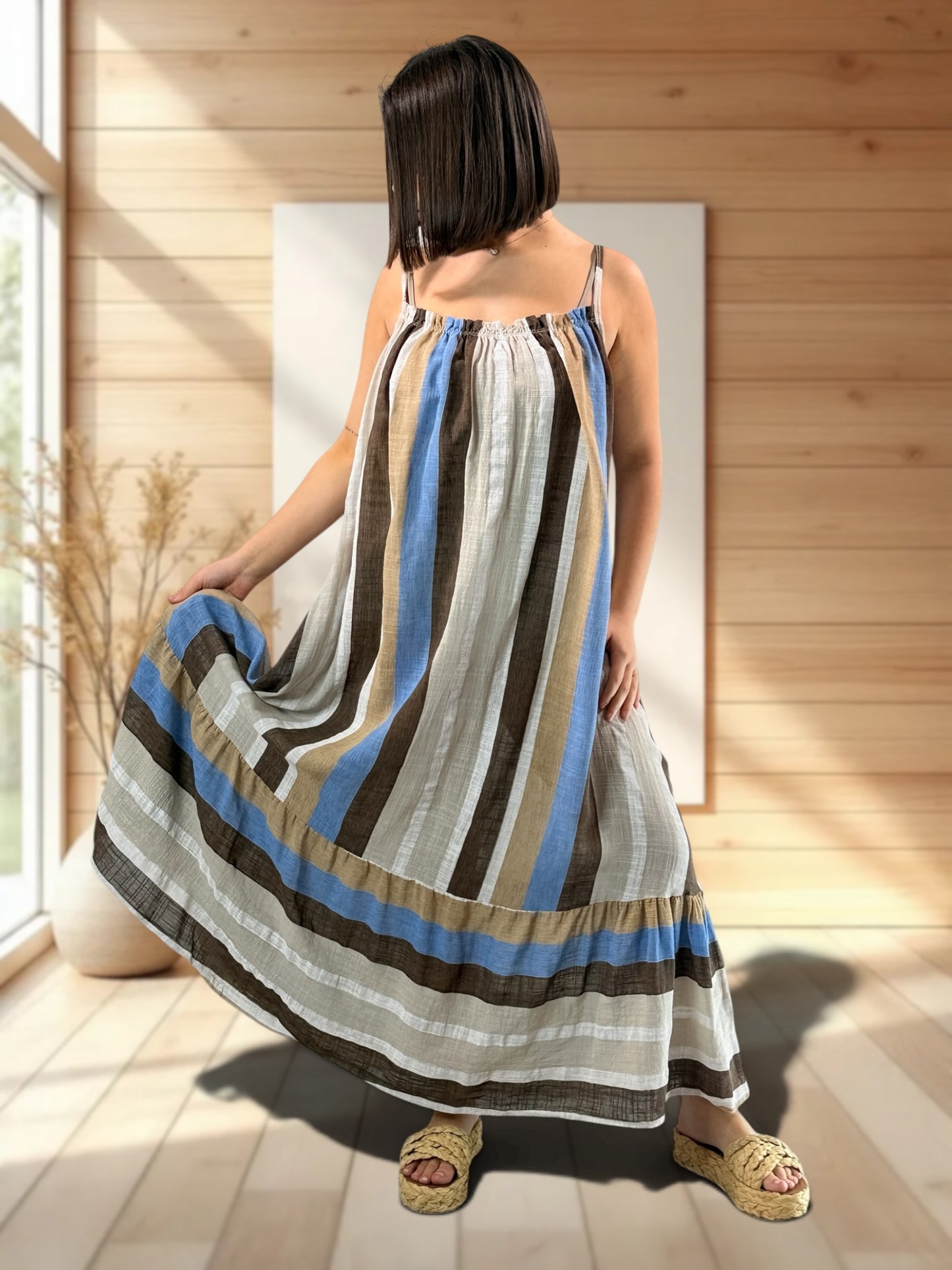 CLARENCE - ROBE LONGUE A RAYURE JUSQU'A LA TAILLE 56