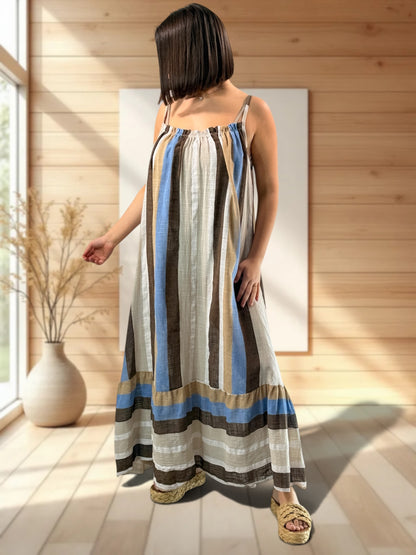 CLARENCE - ROBE LONGUE A RAYURE JUSQU'A LA TAILLE 56