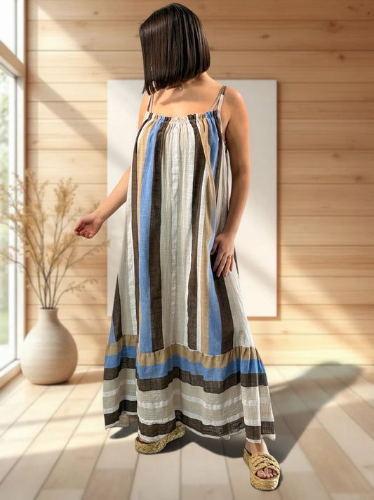 CLARENCE - ROBE LONGUE A RAYURE JUSQU'A LA TAILLE 56