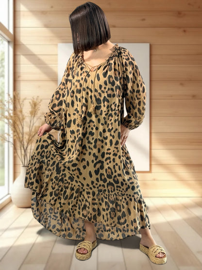 FELINE - ROBE LEOPARD OVERSIZE JUSQU'A LA TAILLE 54