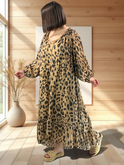 FELINE - ROBE LEOPARD OVERSIZE JUSQU'A LA TAILLE 54