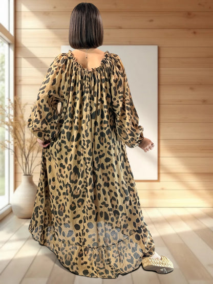 FELINE - ROBE LEOPARD OVERSIZE JUSQU'A LA TAILLE 54