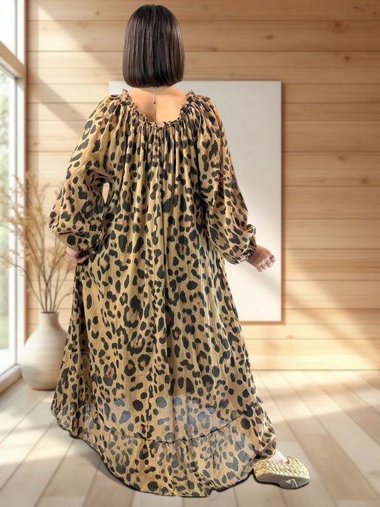 FELINE - ROBE LEOPARD OVERSIZE JUSQU'A LA TAILLE 54
