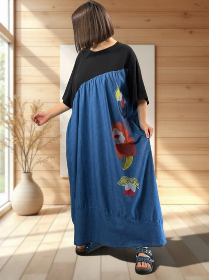 ANGELINA - ROBE LONGUE OVERSIZE BRODEE JUSQU'A LA TAILLE 60