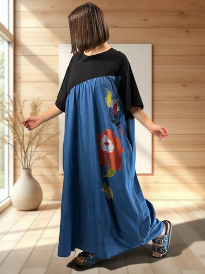 ANGELINA - ROBE LONGUE OVERSIZE BRODEE JUSQU'A LA TAILLE 60
