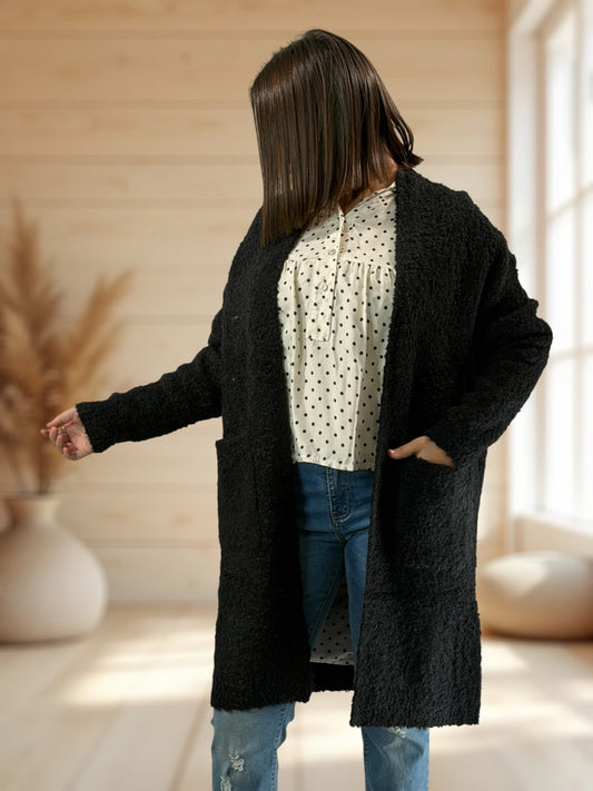MIMI - GILET OVERSIZE NOIR JUSQU'A LA TAILLE 50/52