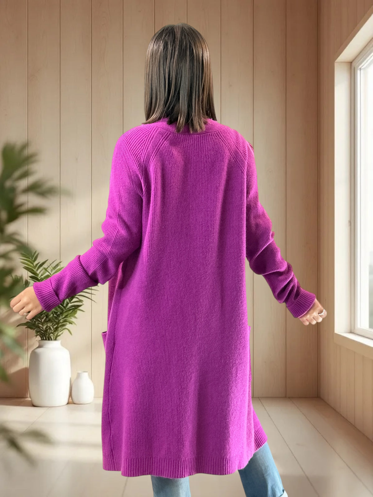 VANINA - GILET OVERSIZE FUCHSIA JUSQU'A LA TAILLE 50/52