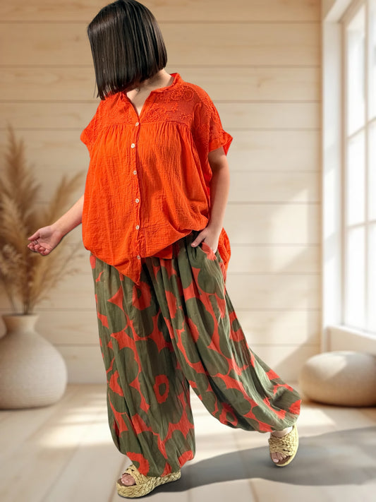 RONALDO - PANTALON EN COTON A MOTIF JUSQU'A LA TAILLE 54/56