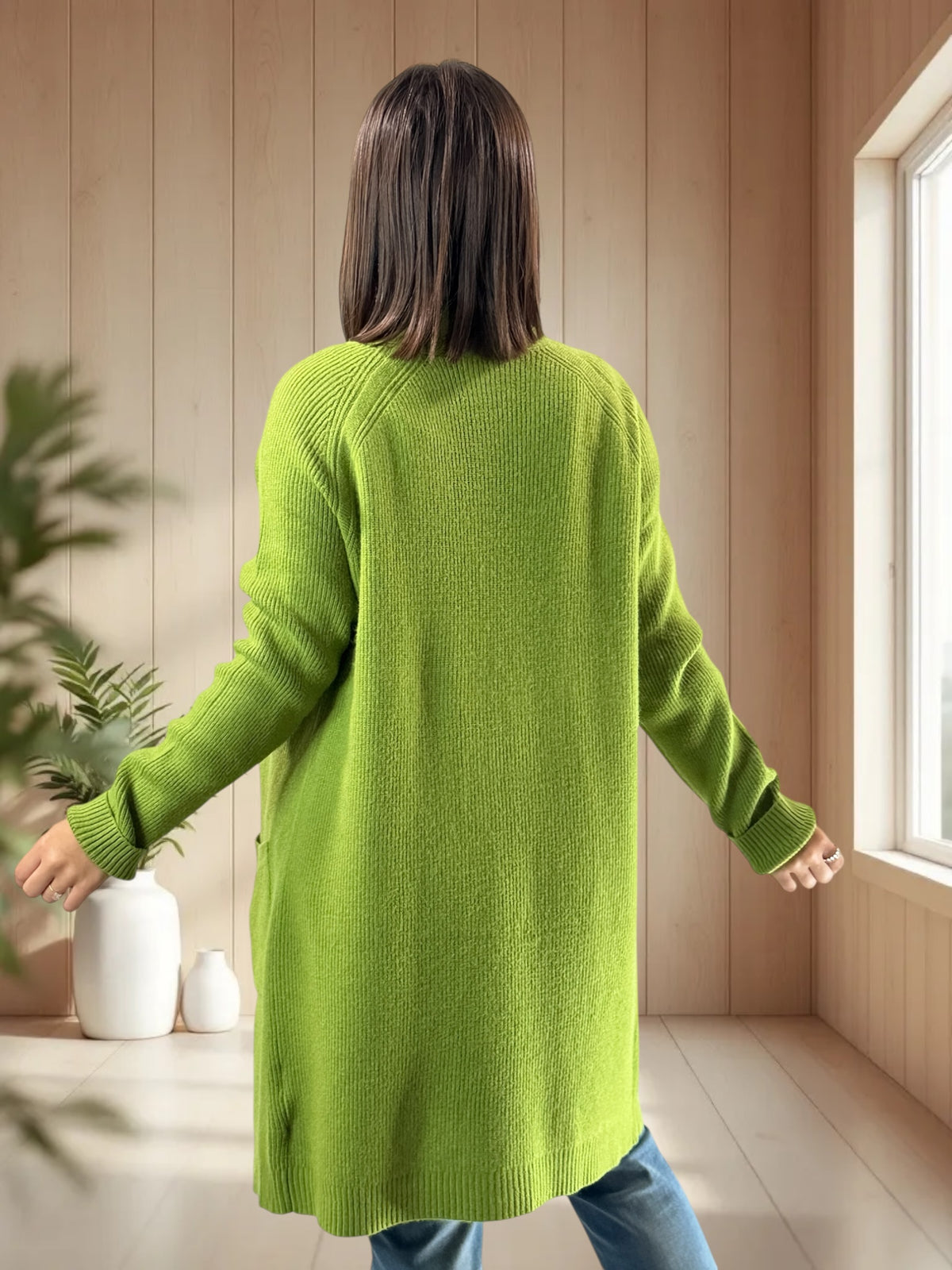 VANINA - GILET OVERSIZE VERT JUSQU'A LA TAILLE 50/52