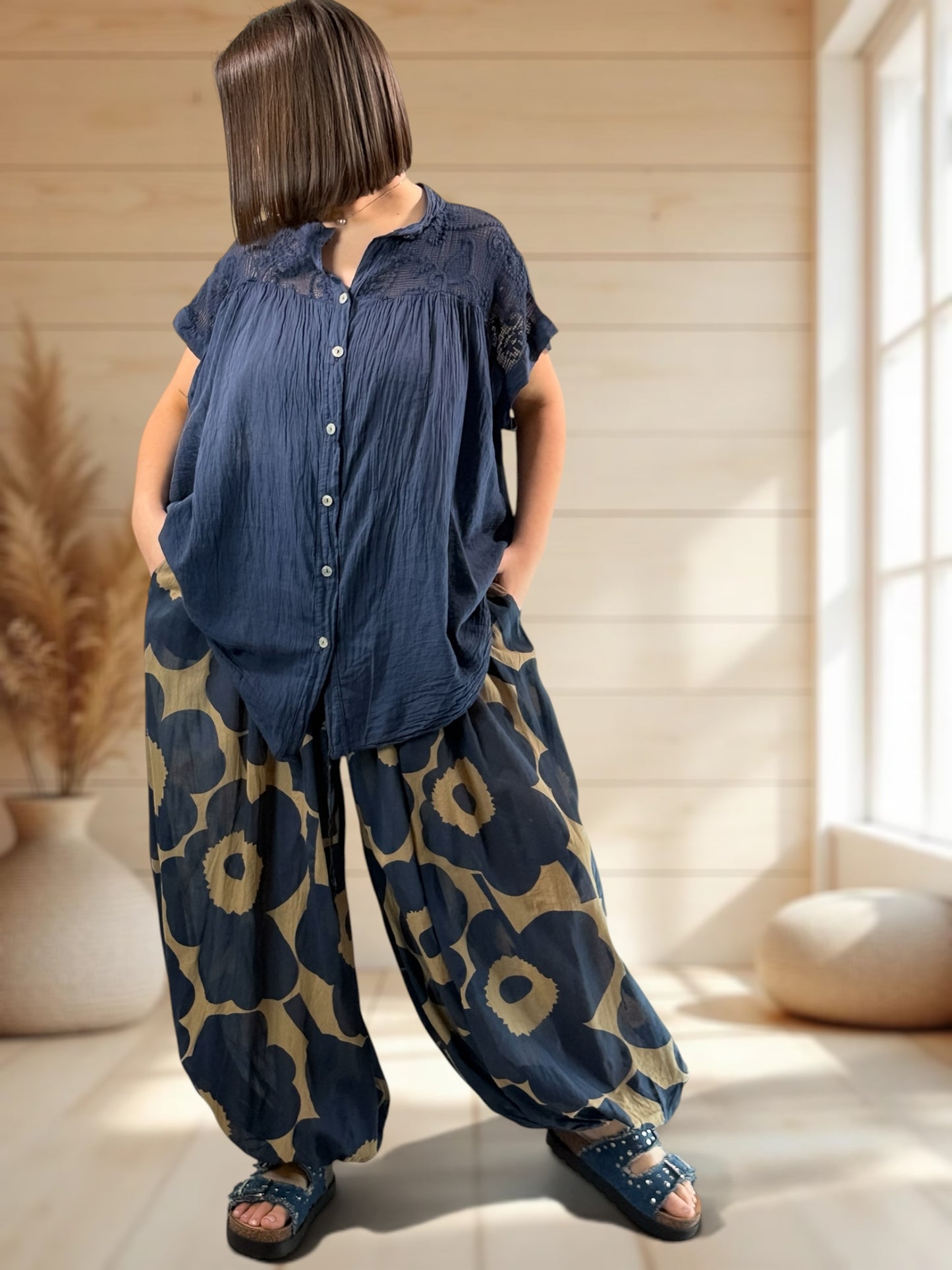 RONALDO - PANTALON EN COTON A MOTIF JUSQU'A LA TAILLE 54/56