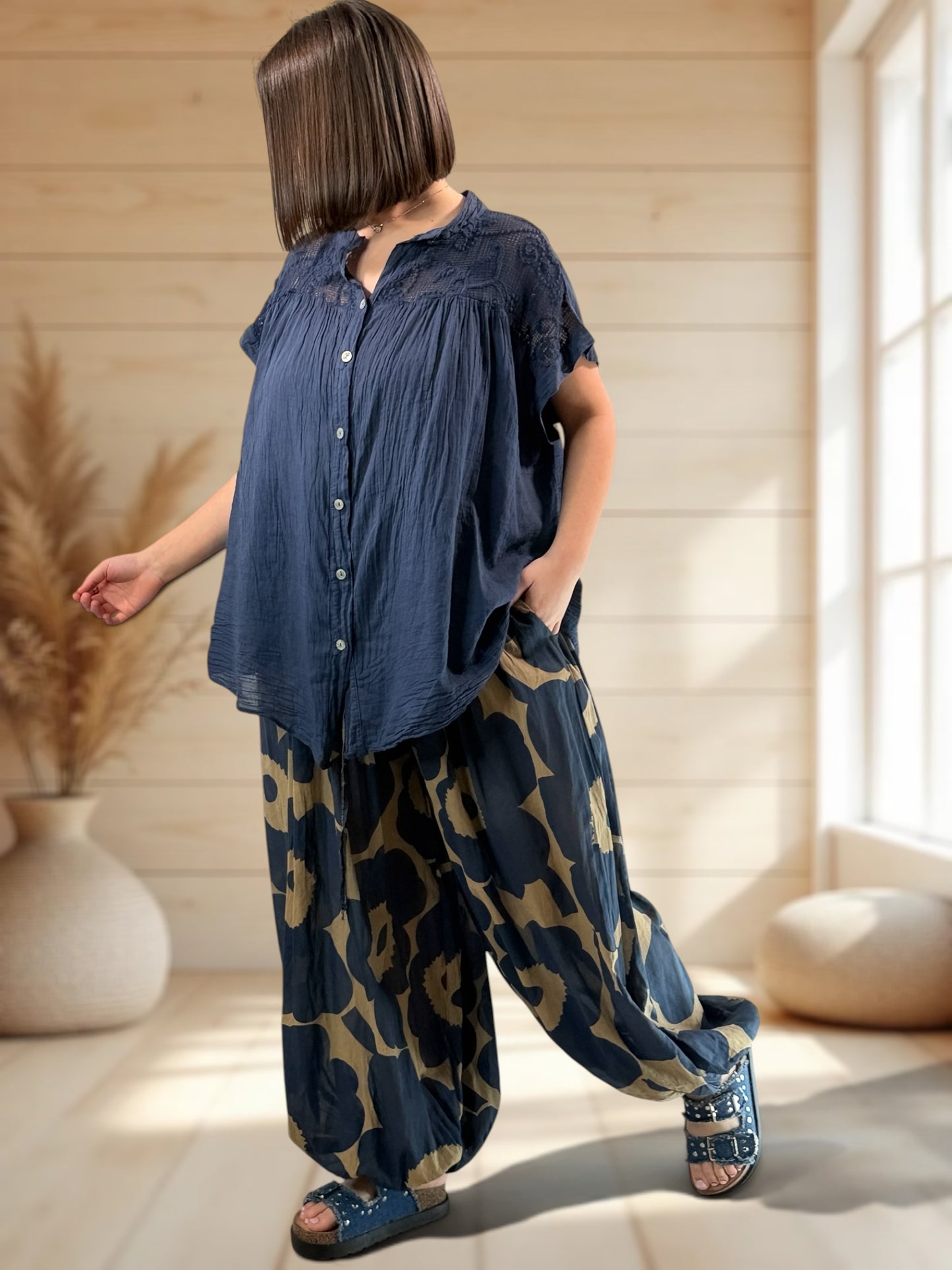 RONALDO - PANTALON EN COTON A MOTIF JUSQU'A LA TAILLE 54/56