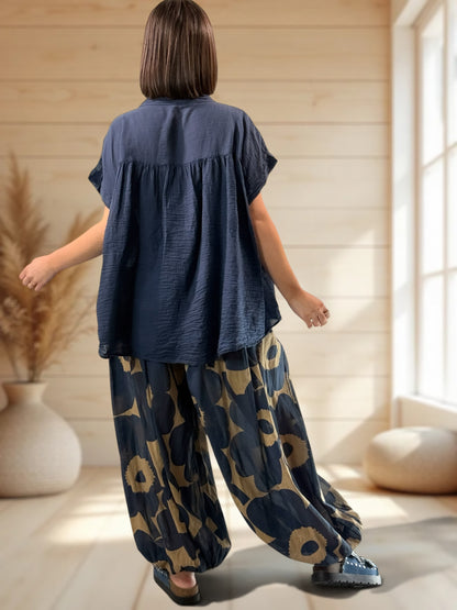 RONALDO - PANTALON EN COTON A MOTIF JUSQU'A LA TAILLE 54/56