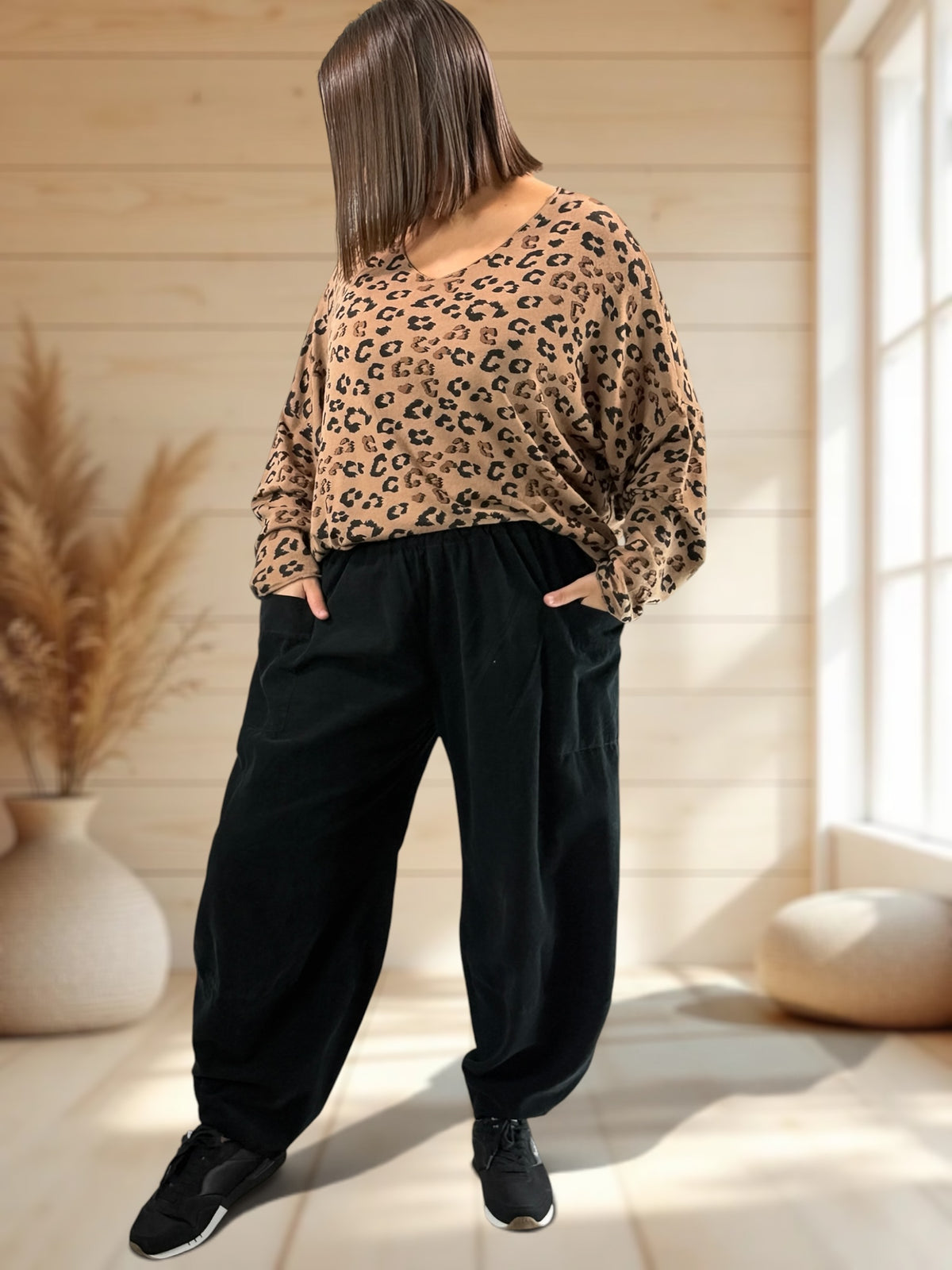 BASTIEN - PANTALON EN VELOURS MILLERAIE NOIR JUSQU'A LA TAILLE 52