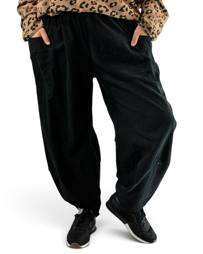 BASTIEN - PANTALON EN VELOURS MILLERAIE NOIR JUSQU'A LA TAILLE 52