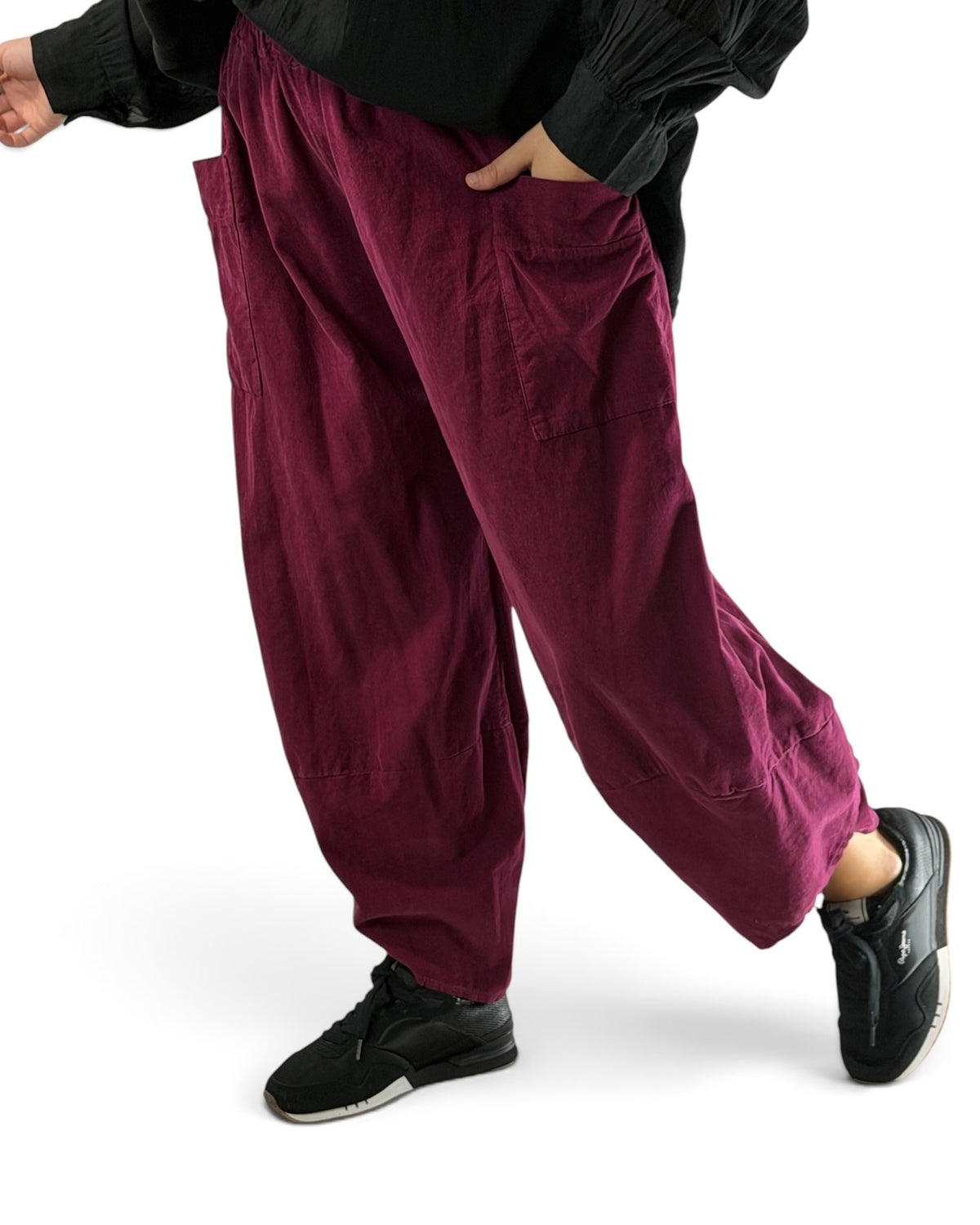 BASTIEN - PANTALON EN VELOURS MILLERAIE BORDEAUX JUSQU'A LA TAILLE 52