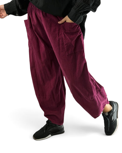 BASTIEN - PANTALON EN VELOURS MILLERAIE BORDEAUX JUSQU'A LA TAILLE 52