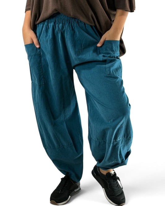 BASTIEN - PANTALON EN VELOURS MILLERAIE BLEU JUSQU'A LA TAILLE 52