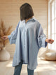 LULU  - TUNIQUE OVERSIZE A RAYURE BLEUE JUSQU'A LA TAILLE 58
