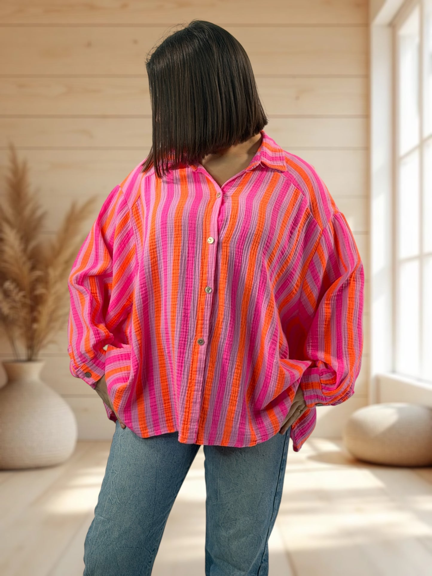 VALENTINA  - BLOUSE EN GAZE DE COTON JUSQU'A LA TAILLE 50/52