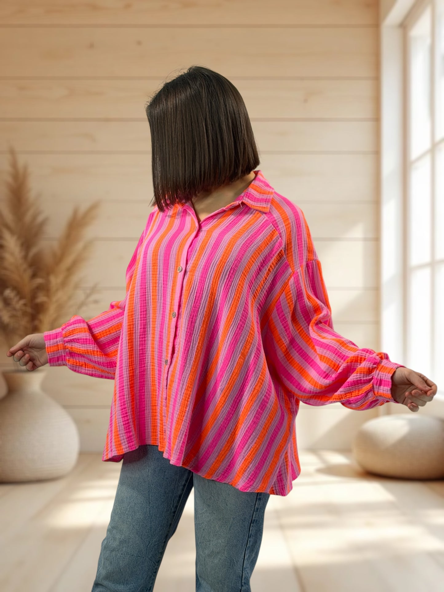 VALENTINA  - BLOUSE EN GAZE DE COTON JUSQU'A LA TAILLE 50/52