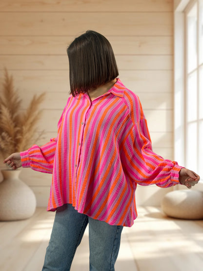 VALENTINA  - BLOUSE EN GAZE DE COTON JUSQU'A LA TAILLE 50/52