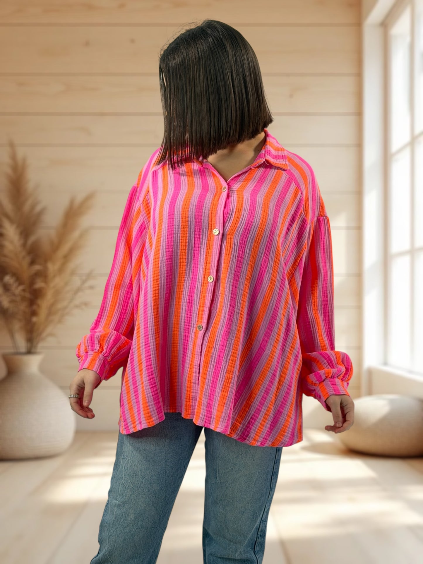 VALENTINA  - BLOUSE EN GAZE DE COTON JUSQU'A LA TAILLE 50/52