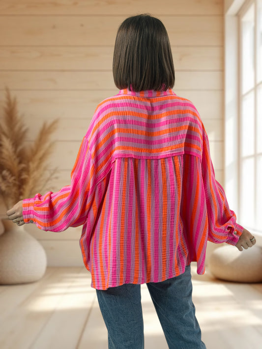 VALENTINA  - BLOUSE EN GAZE DE COTON JUSQU'A LA TAILLE 50/52