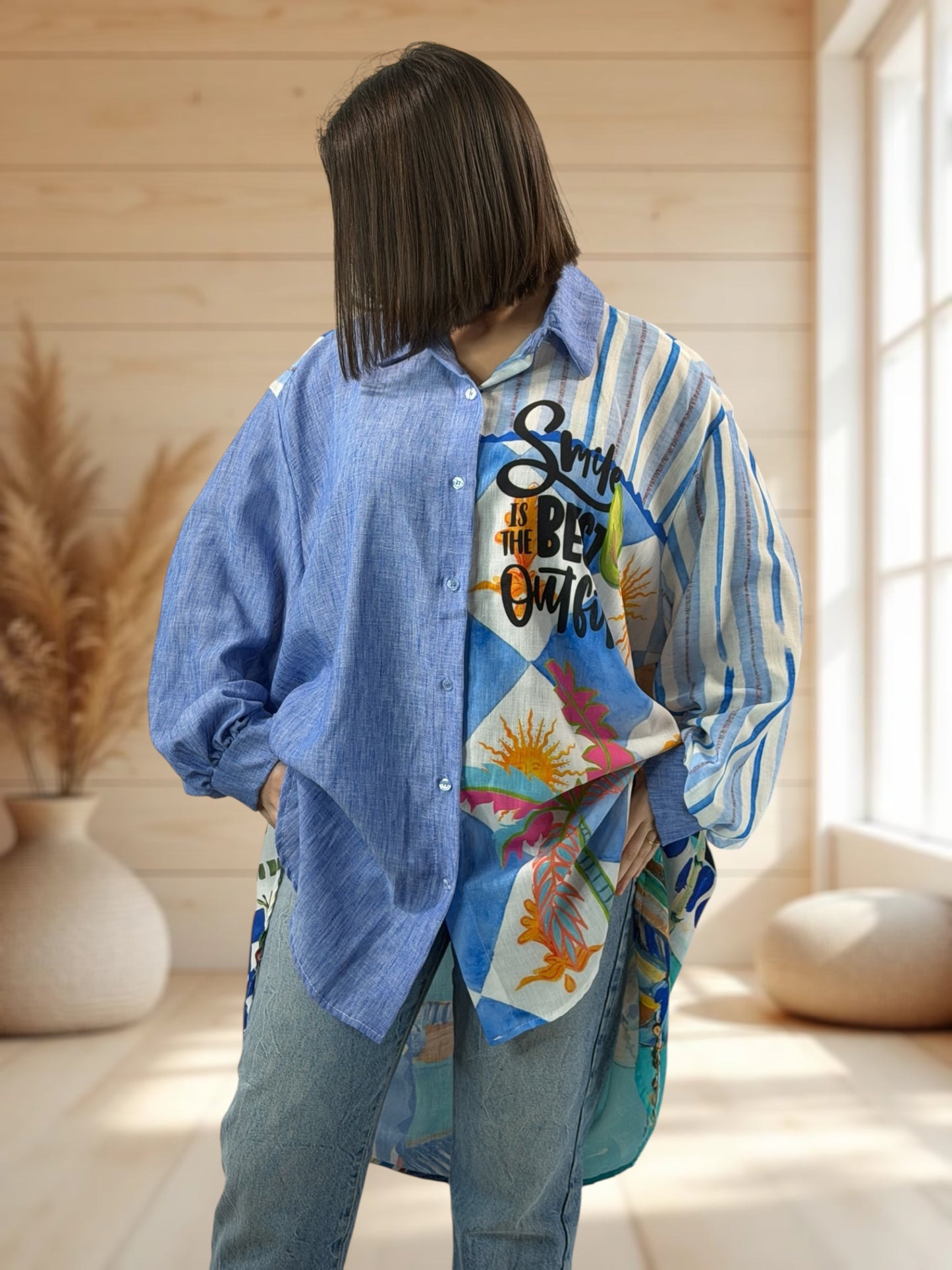 BILBAO - CHEMISE OVERSIZE A MOTIF JUSQU'A LA TAILLE 56/58