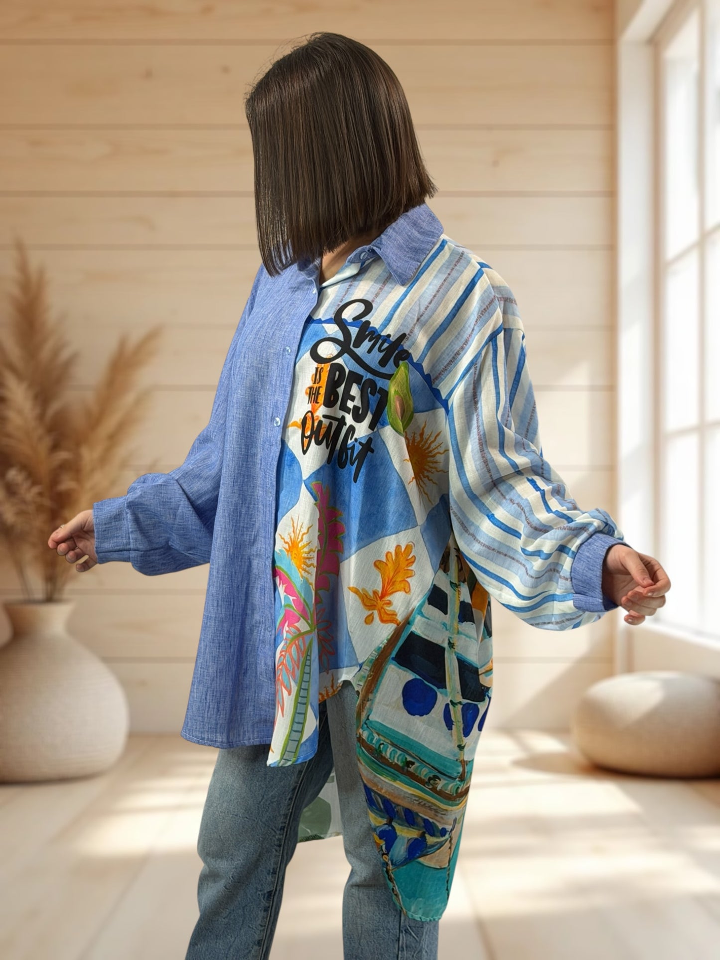 BILBAO - CHEMISE OVERSIZE A MOTIF JUSQU'A LA TAILLE 56/58