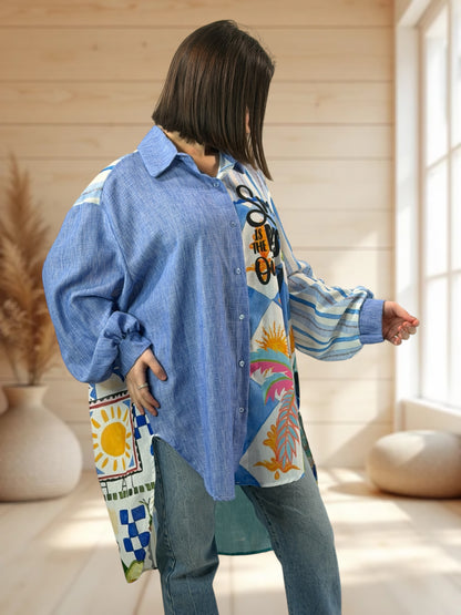 BILBAO - CHEMISE OVERSIZE A MOTIF JUSQU'A LA TAILLE 56/58