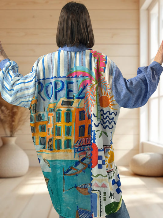 BILBAO - CHEMISE OVERSIZE A MOTIF JUSQU'A LA TAILLE 56/58