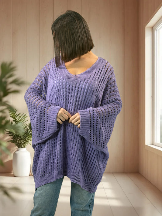 BERLINGOT - PULL RESILLE LILAS JUSQU'A LA TAILLE 56/58