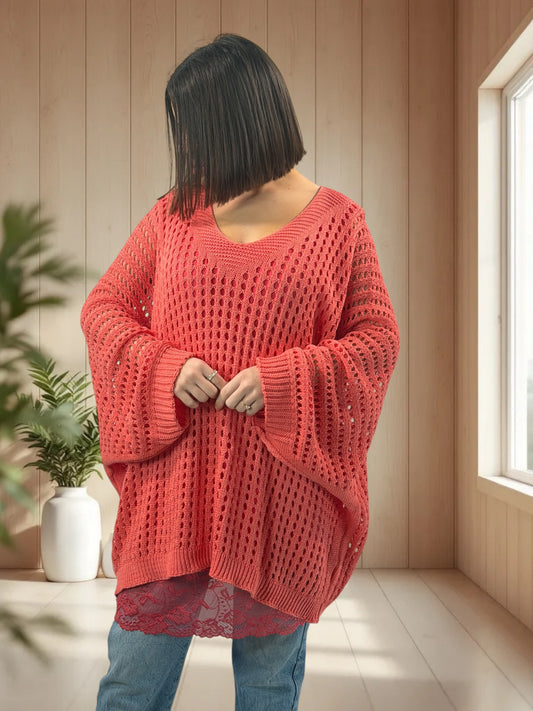 BERLINGOT - PULL RESILLE CORAIL JUSQU'A LA TAILLE 56/58