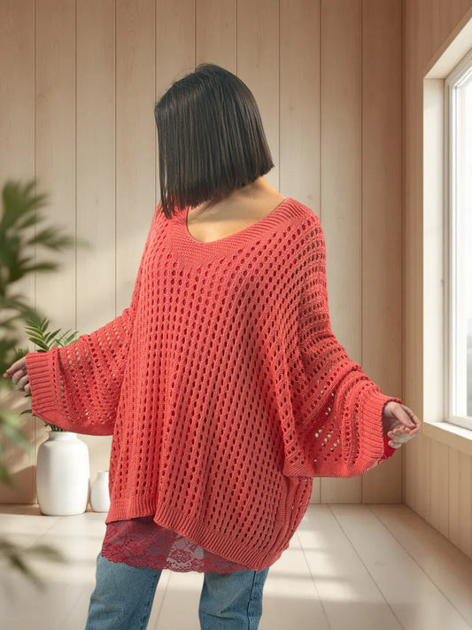 BERLINGOT - PULL RESILLE CORAIL JUSQU'A LA TAILLE 56/58