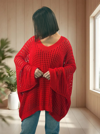 BERLINGOT - PULL RESILLE ROUGE JUSQU'A LA TAILLE 56/58