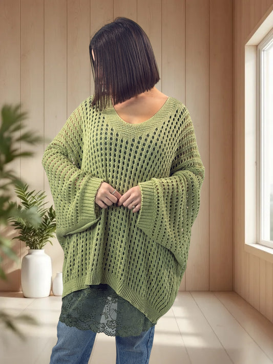 BERLINGOT - PULL RESILLE VERT JUSQU'A LA TAILLE 56/58