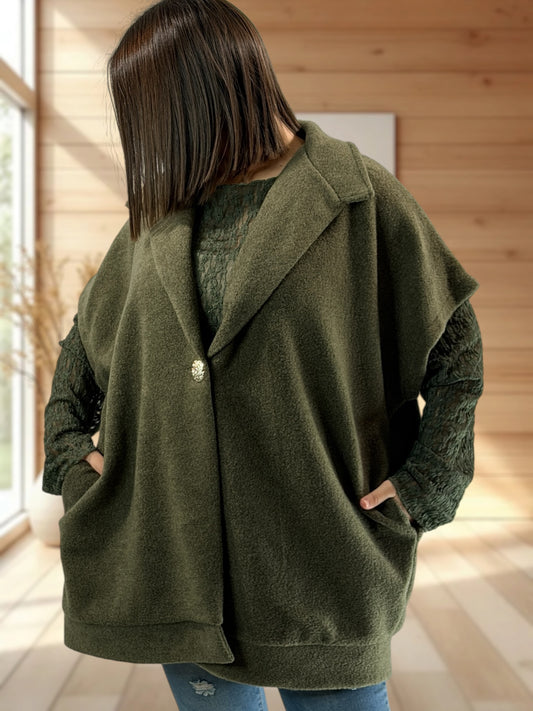 ZOE - VESTE KAKI OVERSIZE JUSQU'A LA TAILLE 54