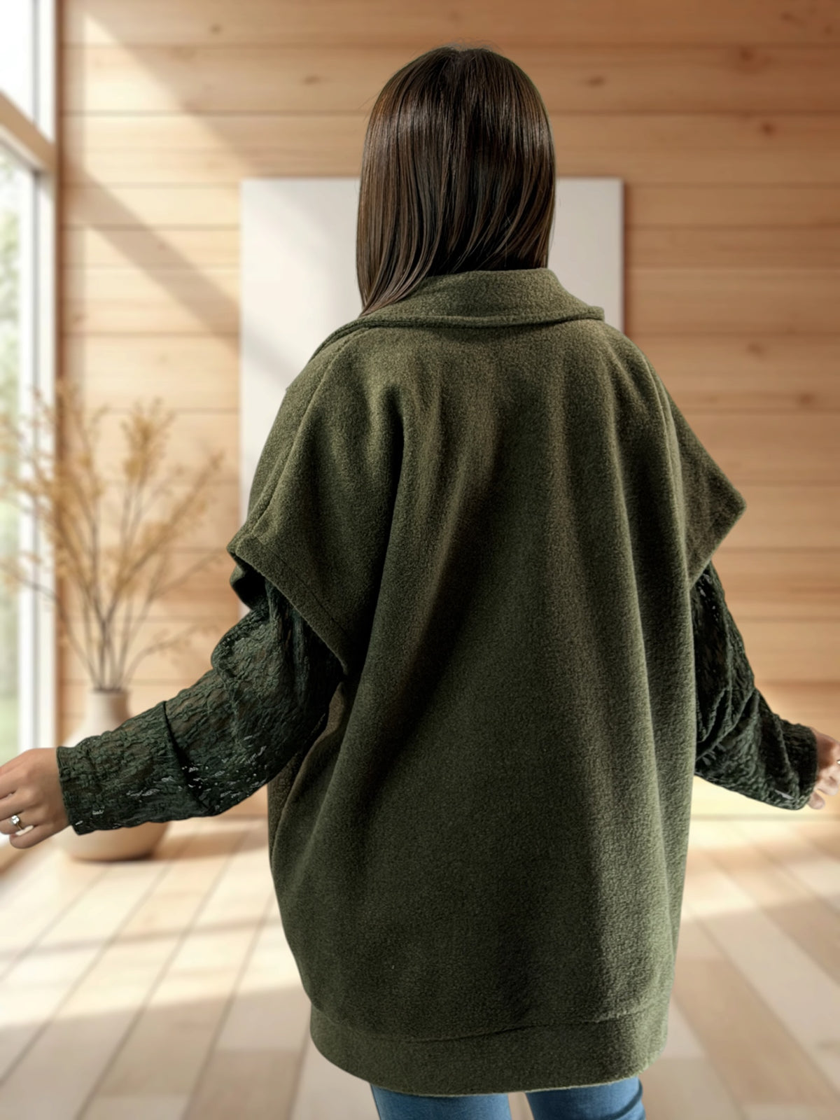 ZOE - VESTE KAKI OVERSIZE JUSQU'A LA TAILLE 54
