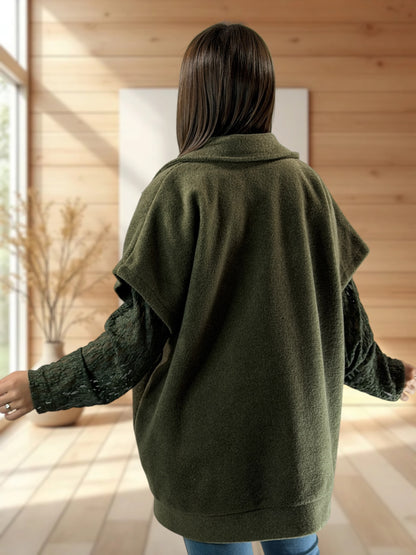 ZOE - VESTE KAKI OVERSIZE JUSQU'A LA TAILLE 54