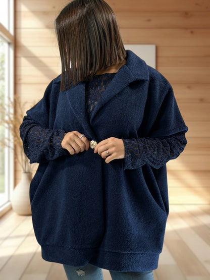 ZOE - VESTE MARINE OVERSIZE JUSQU'A LA TAILLE 54
