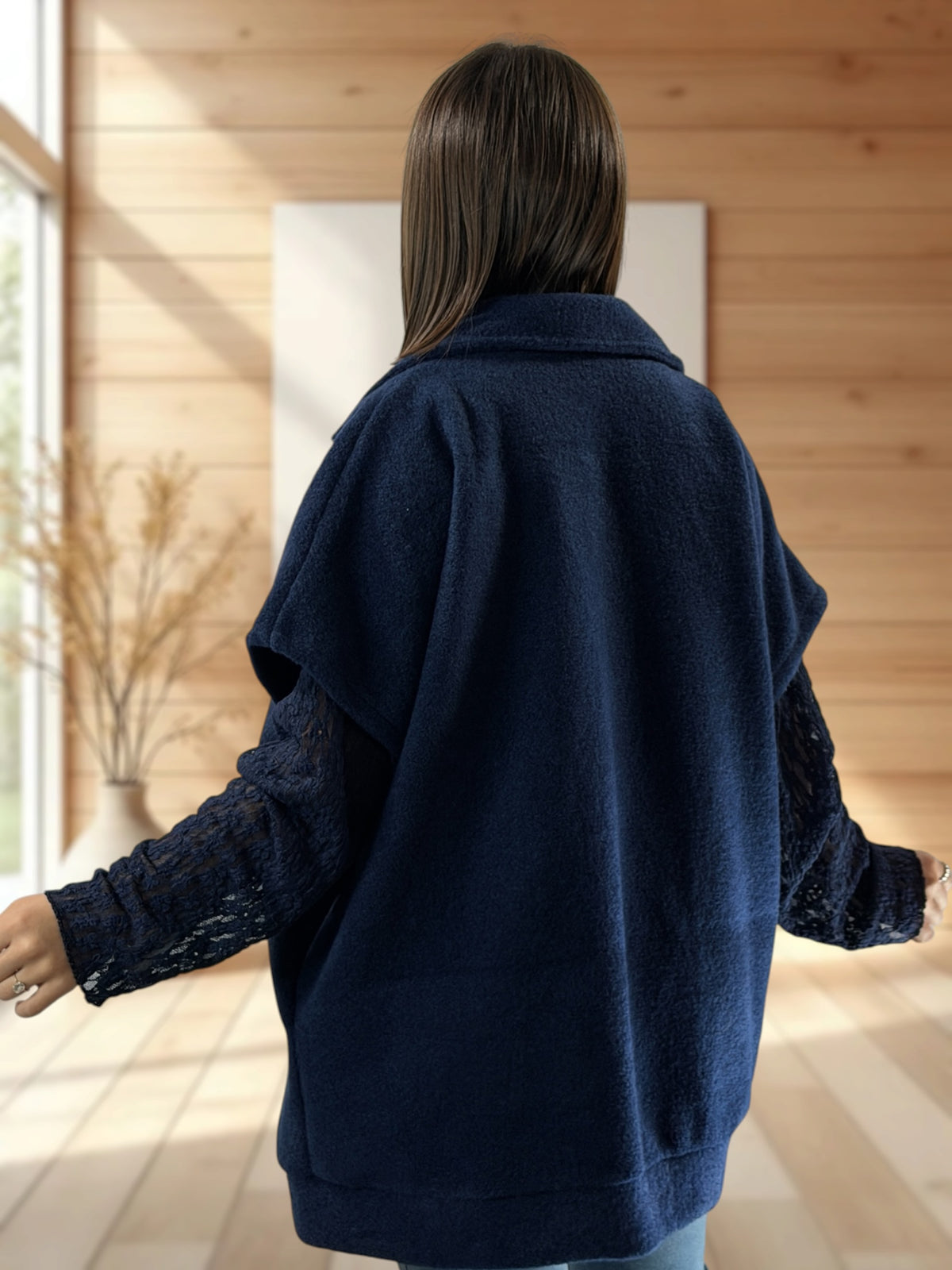 ZOE - VESTE MARINE OVERSIZE JUSQU'A LA TAILLE 54