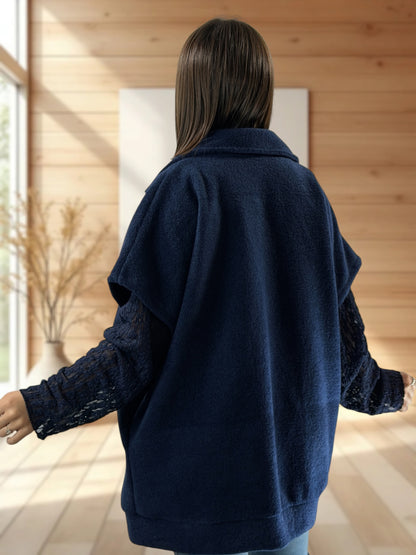 ZOE - VESTE MARINE OVERSIZE JUSQU'A LA TAILLE 54