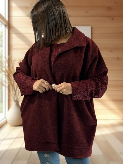 ZOE - VESTE BORDEAUX OVERSIZE JUSQU'A LA TAILLE 54