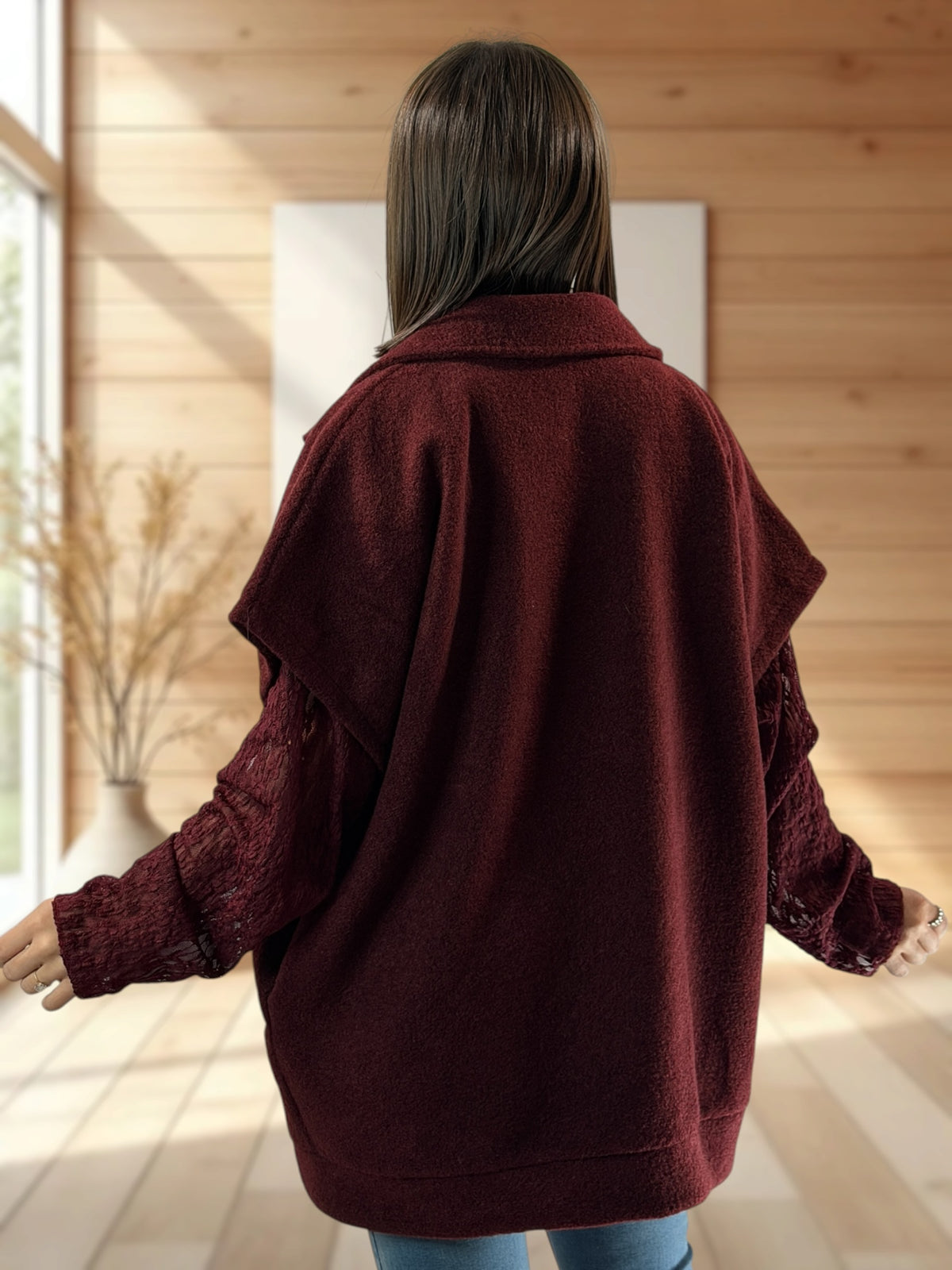 ZOE - VESTE BORDEAUX OVERSIZE JUSQU'A LA TAILLE 54