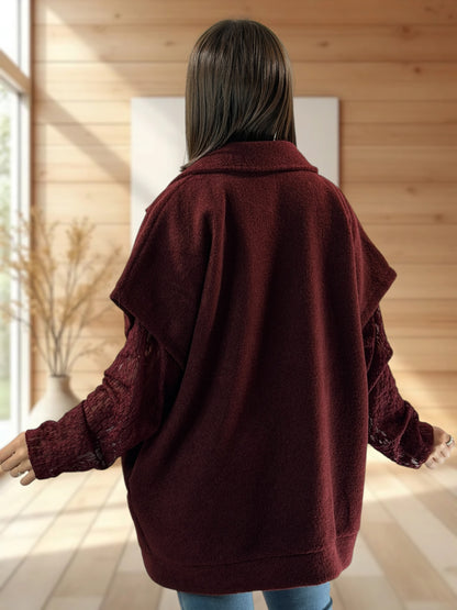 ZOE - VESTE BORDEAUX OVERSIZE JUSQU'A LA TAILLE 54