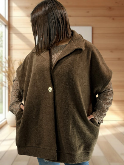 ZOE - VESTE MARRON OVERSIZE JUSQU'A LA TAILLE 54