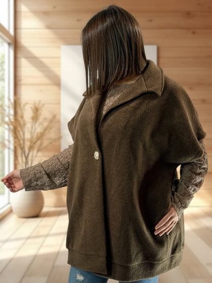 ZOE - VESTE MARRON OVERSIZE JUSQU'A LA TAILLE 54