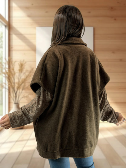 ZOE - VESTE MARRON OVERSIZE JUSQU'A LA TAILLE 54