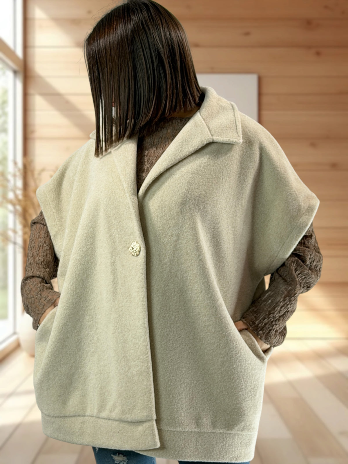 ZOE - VESTE BLANC CASSE OVERSIZE JUSQU'A LA TAILLE 54