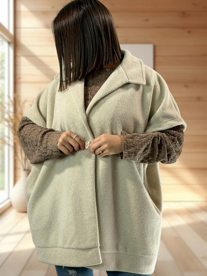 ZOE - VESTE BLANC CASSE OVERSIZE JUSQU'A LA TAILLE 54